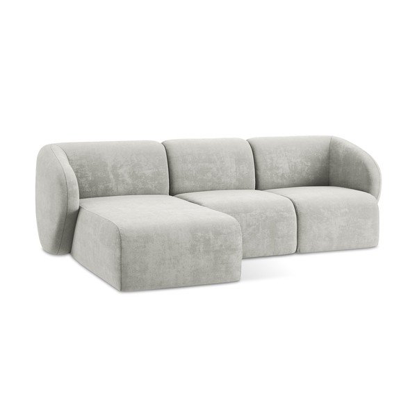 Colțar gri deschis cu tapițerie din chenille (cu colț pe partea stângă/cu șezlong) Lani – Makamii-image-4