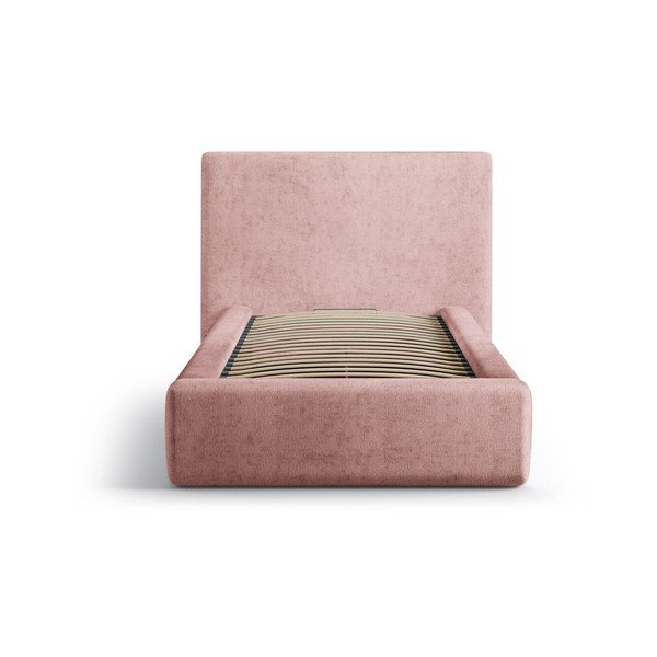 Pat roz tapițat cu spațiu de depozitare cu somieră 90x200 cm Amy – Micadoni -image-3