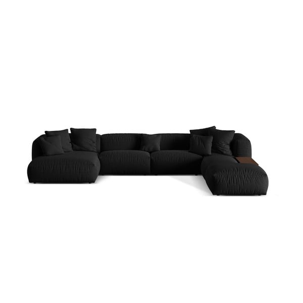 Colțar modular negru (cu colț pe partea dreaptă/în formă de "U") Martina – Micadoni Home