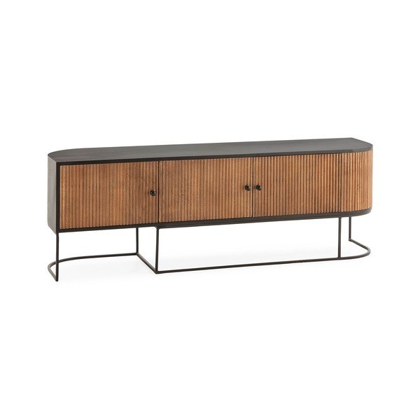 Comodă TV în culoare naturală din lemn de mango 160x55x40 cm Curve – MOME