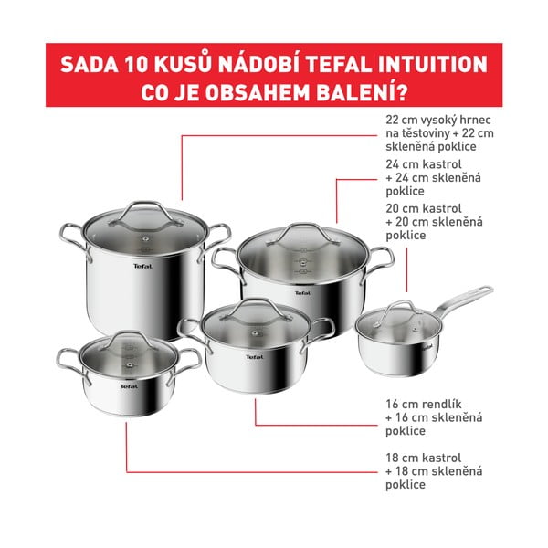 Set de vase pentru gătit 10 buc. din inox  Intuition – Tefal-image-2