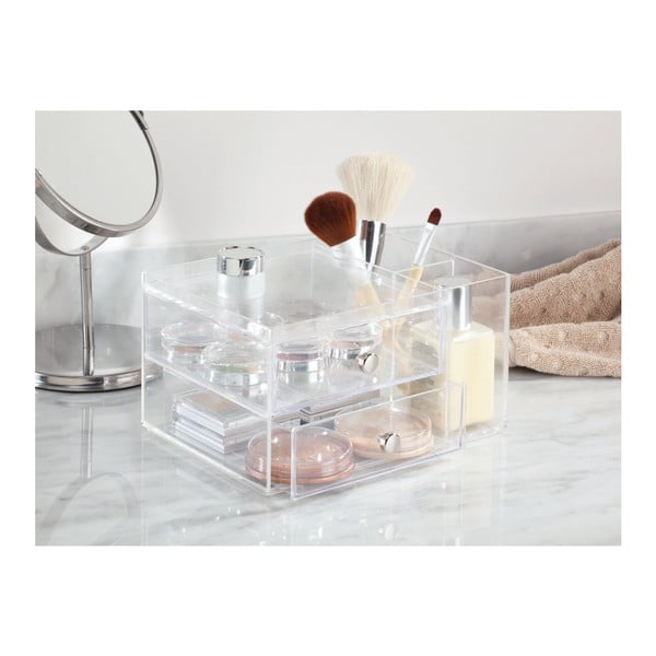 Organizator transparent cu 2 sertare iDesign, înălțime 12,7 cm-image-1