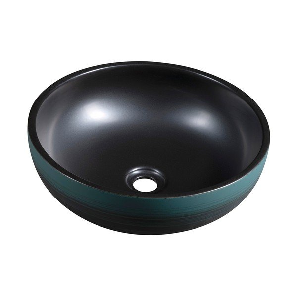 Chiuvetă neagră/turcoaz rotundă din ceramică ø 41 cm Priori – Sapho