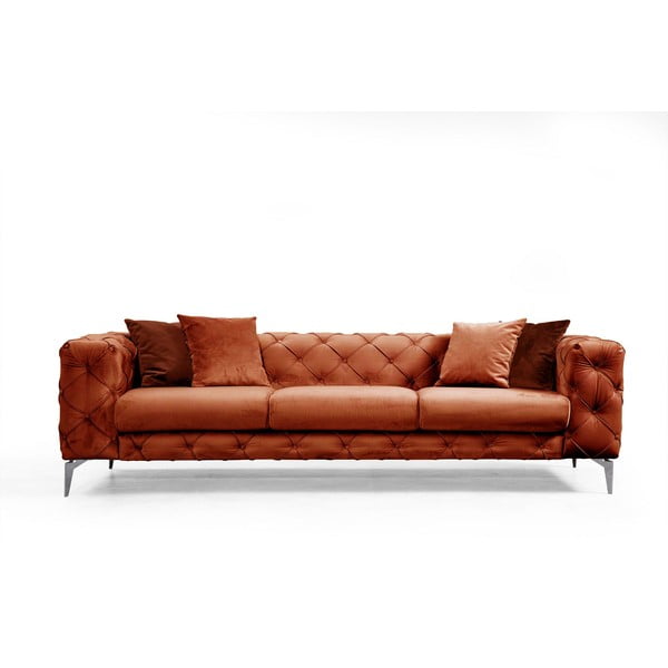 Canapea portocalie cu tapițerie din catifea 237 cm Como – Artie