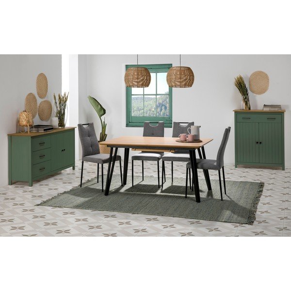 Comodă verde/în culoare naturală joasă din lemn masiv de pin 150x80 cm Miranda – Marckeric-image-2