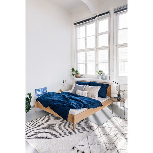 Lenjerie pentru pat dublu din bumbac Bonami Selection, 200 x 200 cm, albastru marin-image-4