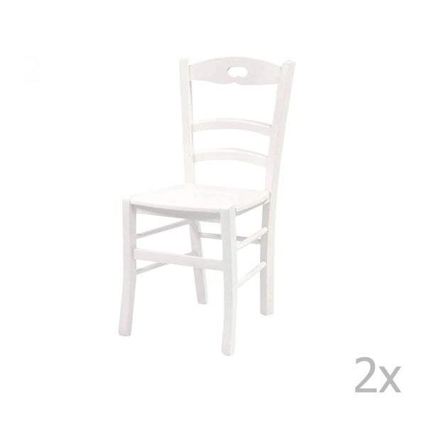 Set 2 scaune din lemn masiv Evegreen House Wooden, alb