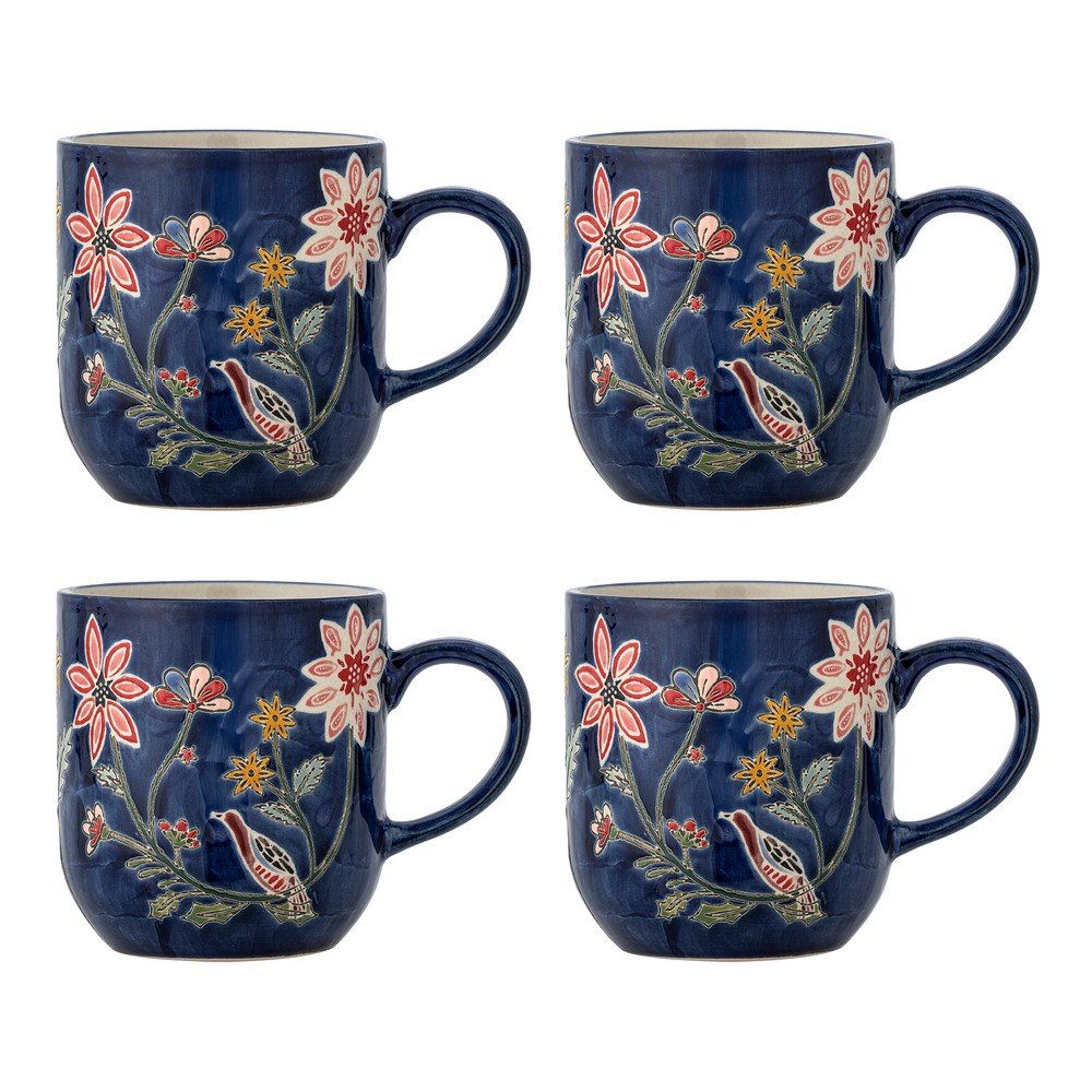 Căni albastru-închis 4 buc. din gresie ceramică Meredith – Bloomingville