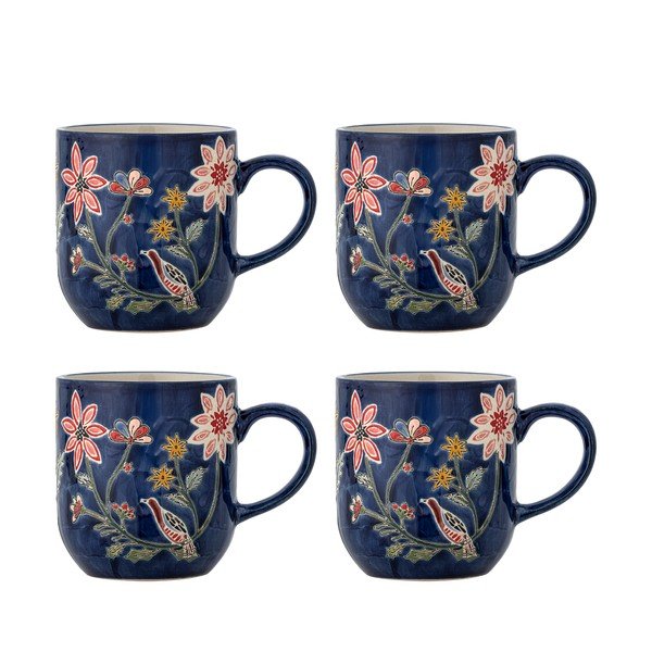 Căni albastru-închis 4 buc. din gresie ceramică Meredith – Bloomingville