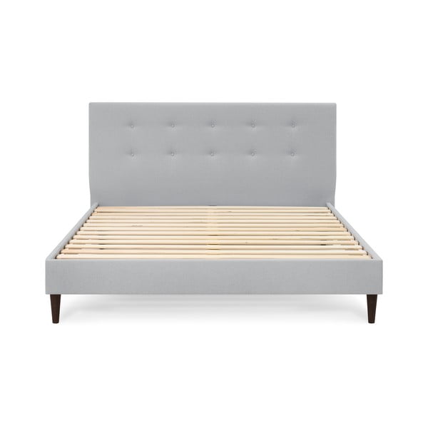 Pat matrimonial 180x200 cm gri deschis tapițat cu somieră Rory – Bobochic Paris-image-2