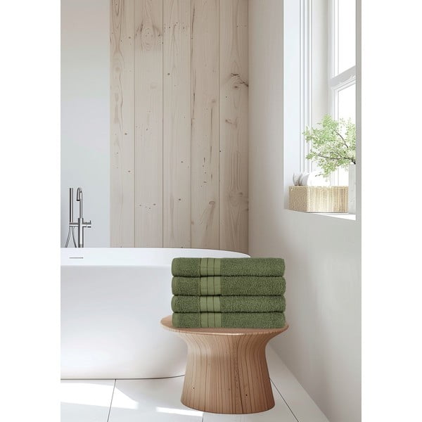 Prosoape verde-închis 4 buc. din bumbac din frotir 50x100 cm – Good Morning-image-1