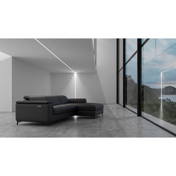 Colțar gri închis cu tapițerie din piele (colț pe  partea dreaptă) Brito – MESONICA-image-1