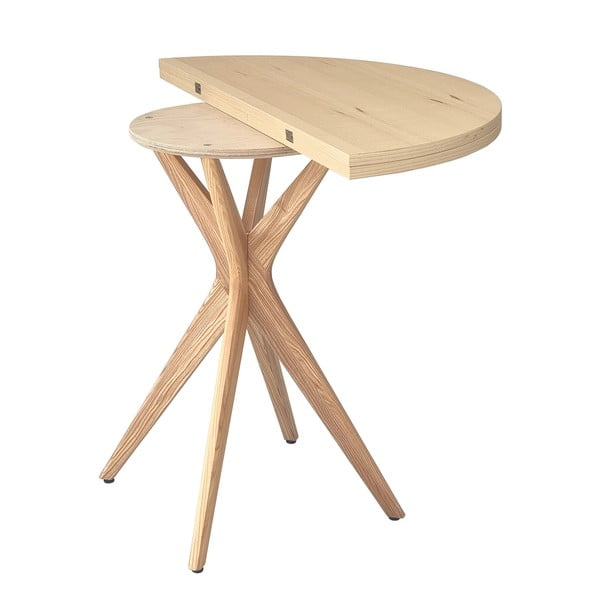 Masă de dining rotundă extensibilă cu blat cu aspect de lemn de  frasin  45x90 cm Jubi – Ragaba-image-2