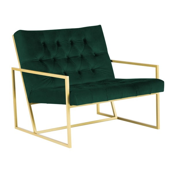Fotoliu Mazzini Sofas BONO cu structură metalică, auriu - verde