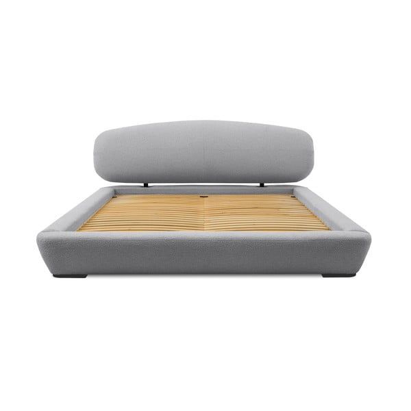 Pat matrimonial gri tapițat cu somieră 140x200 cm Odette – Scandic-image-3