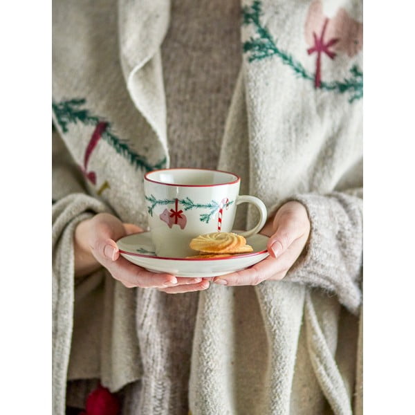 Cană crem pentru cappuccino din gresie 300 ml  cu model de Crăciun Yule – Bloomingville-image-1