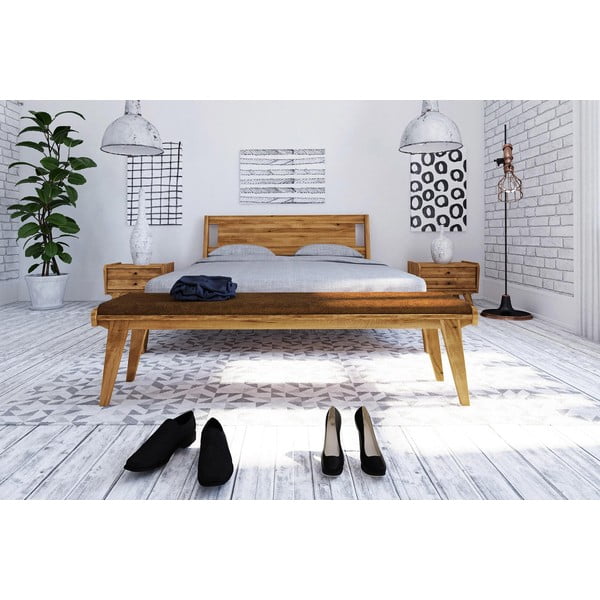 Bancă din stejar cu șezut portocaliu Retro - The Beds-image-2