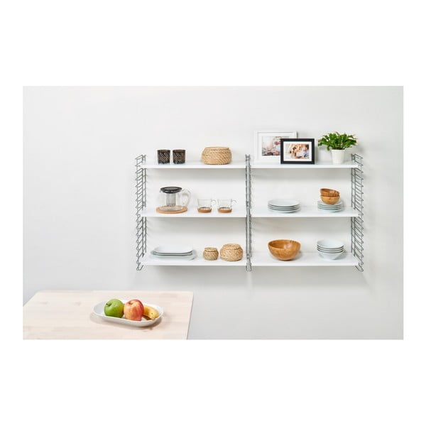 Etajeră cu 3 nivele și rafturi albe Metaltex Libro, lățime 70 cm-image-2