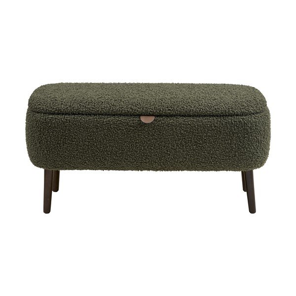 Bancă verde cu tapițerie din țesătură bouclé Harlow – House Nordic