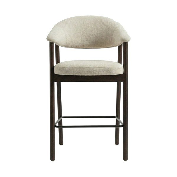 Scaun de bar maro/crem cu cotiere tapițat (înălțime șezut 67 cm) Elk – Unique Furniture-image-1