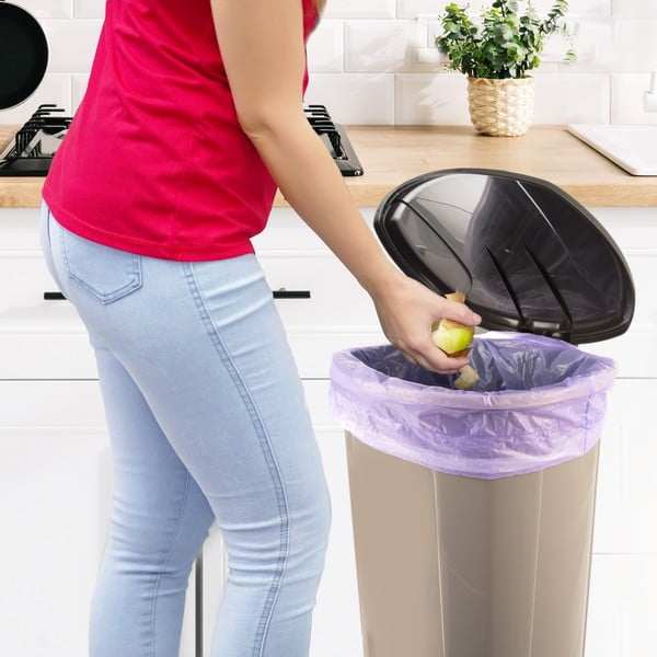 Coș de gunoi maro cu pedală din plastic 30 l – Orion-image-2