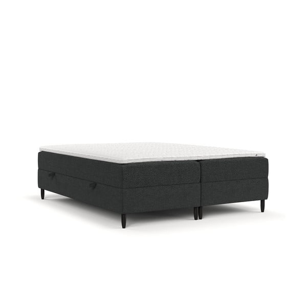 Pat boxspring gri închis cu spațiu de depozitare 180x200 cm Malte – Maison de Rêve