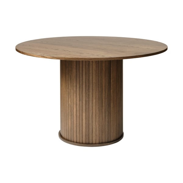 Masă de dining rotundă cu aspect de lemn de stejar ø 120 cm Nola – Unique Furniture