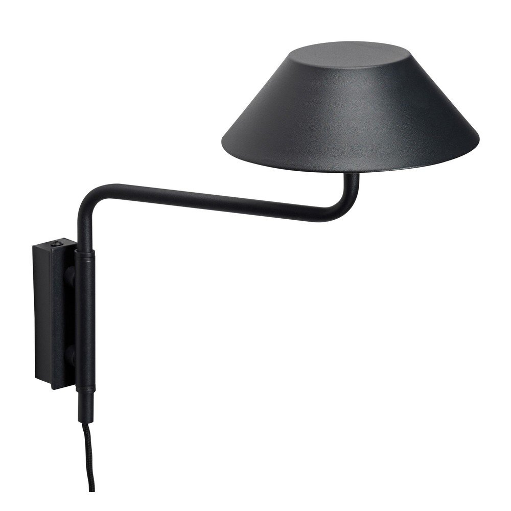Aplică de perete neagră LED cu intensitate reglabilă din metal cu alimentare la priză ø 30 cm Cover – Hübsch
