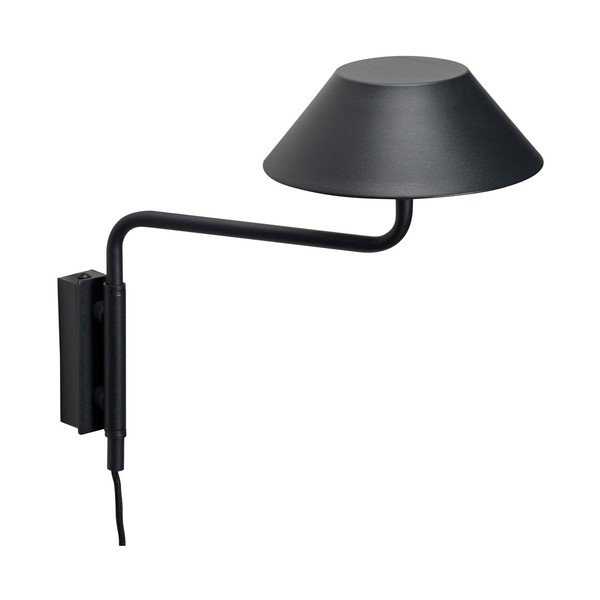 Aplică de perete neagră LED cu intensitate reglabilă din metal cu alimentare la priză ø 30 cm Cover – Hübsch