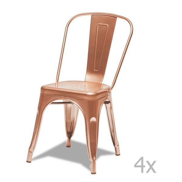 Set 4 scaune cu spătar Knuds Korona, arămiu