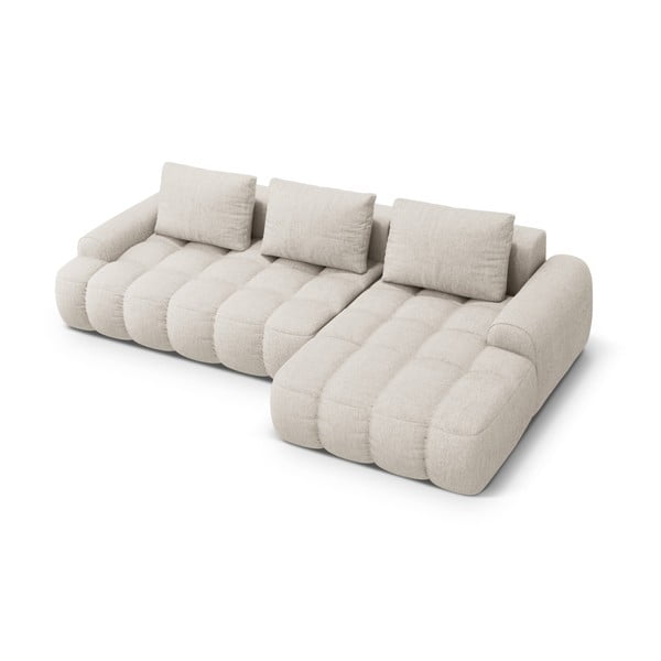 Colțar bej extensibil/cu spațiu de depozitare (cu colț pe partea dreaptă/cu șezlong) Linz – Cosmopolitan Design-image-2