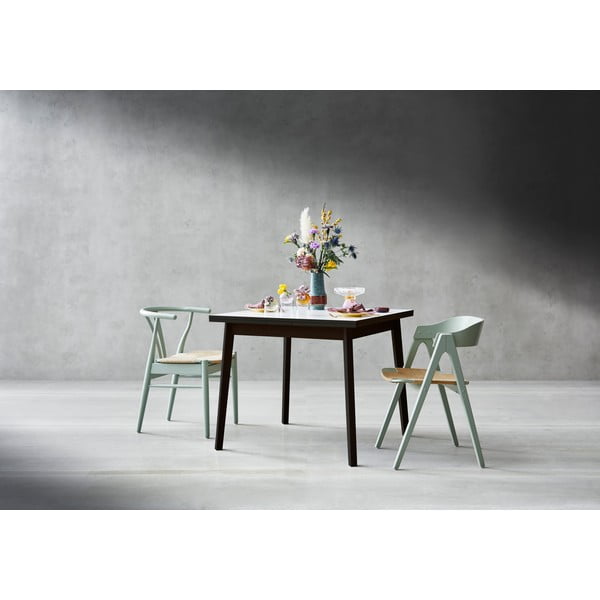 Masă de dining albă-neagră extensibilă cu aspect de lemn de stejar Hammel Single, 90 x 90 cm-image-1