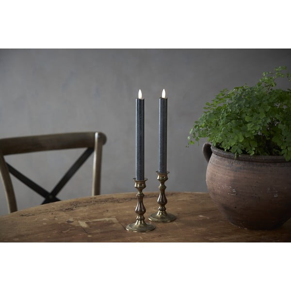 Set de 2 lumânări de ceară cu LED Star Trading Flamme, înălțime 25 cm, negru-image-3