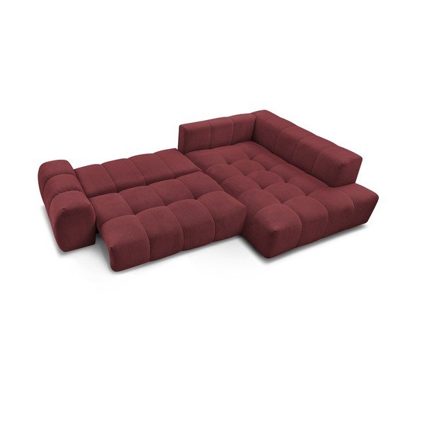 Colțar burgundy extensibil/cu spațiu de depozitare cu tapițerie din chenille (cu colț pe partea dreaptă/în formă de ”L”) Everest – Bobochic Paris-image-4