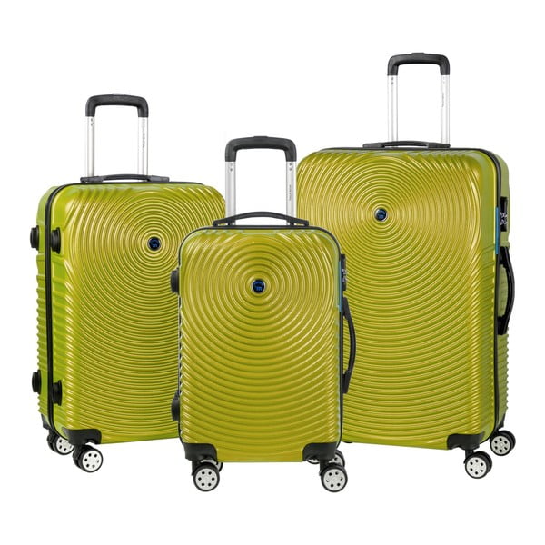 Set 3 valize cu roți Murano Traveller, verde