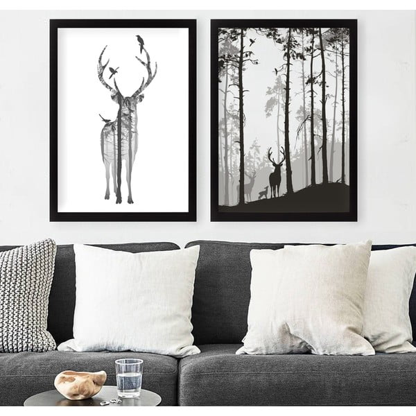 Tablouri 2 buc. 34x44 cm Deer – Wallity-image-1