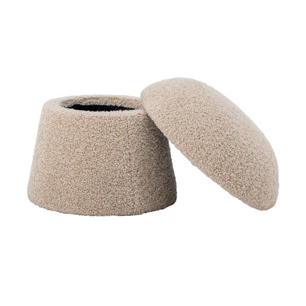 Taburet bej cu tapițerie din țesătură bouclé Bocca – Bloomingville-image-3