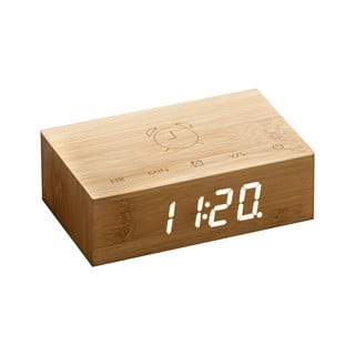 Ceas deșteptător cu LED Ginko Flip Click, maro deschis
