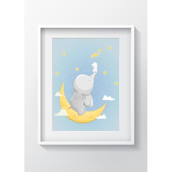 Tablou pentru copii OYO Kids Elephant On The Moon, 24 x 29 cm