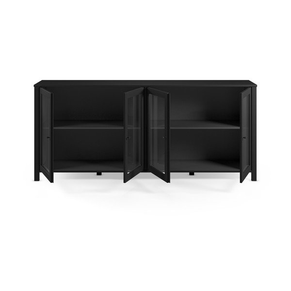 Vitrină neagră din lemn de pin 186x80x40 cm Alessandra – Marckeric-image-3