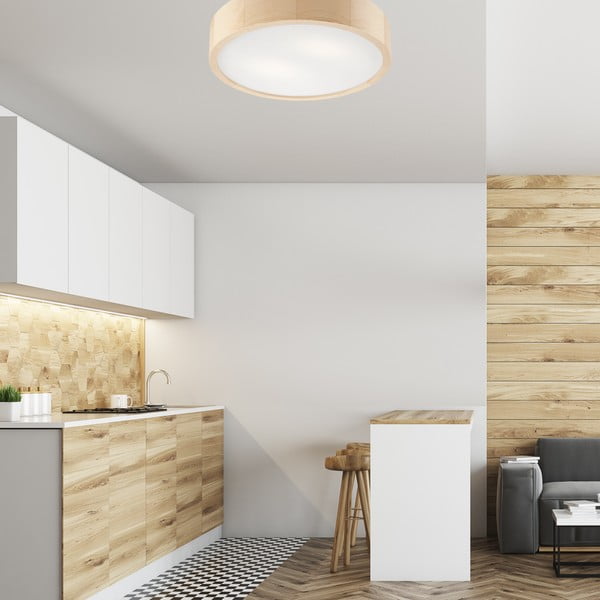 Plafonieră maro deschis cu abajur din sticlă ø 37 cm Eveline – LAMKUR-image-2