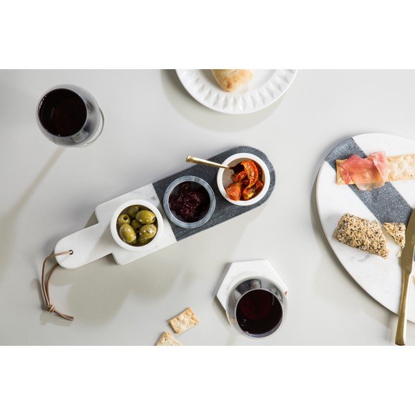 Set 3 boluri de servire din marmură Premier Housewares Marble, alb - gri-image-1