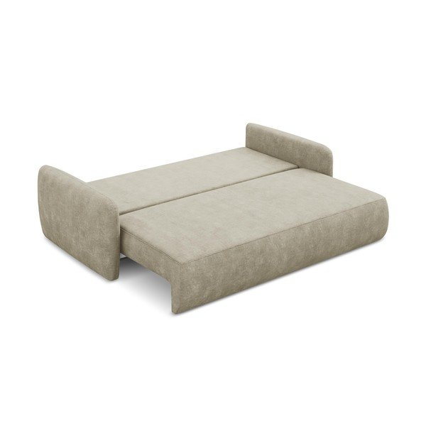 Canapea bej extensibilă/cu spațiu de depozitare cu tapițerie din chenille 218 cm Lilo – Makamii-image-4