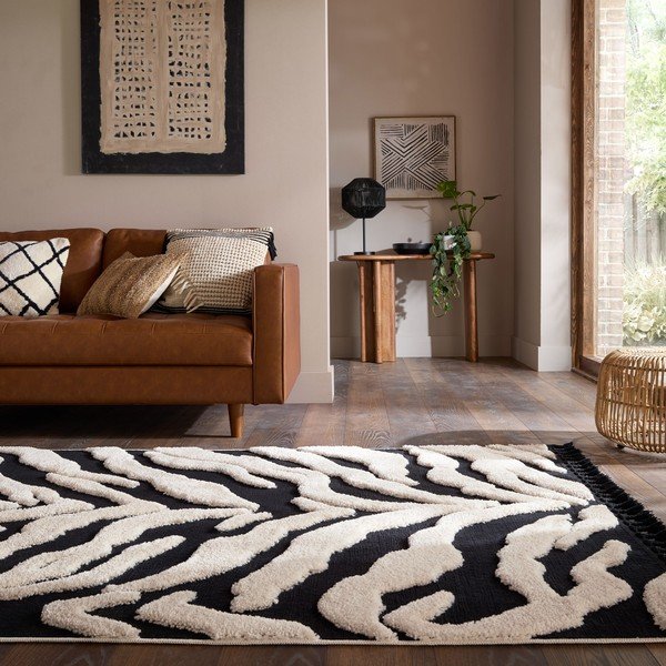 Covor alb-negru 200x300 cm Esra Zebra – Flair Rugs-image-1