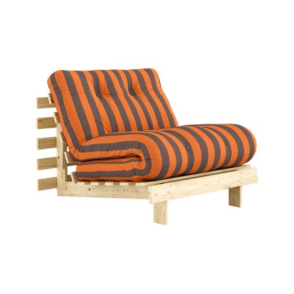 Fotoliu portocaliu/maro de tip futon/din lemn Roots – Karup