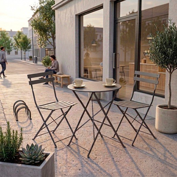 Set de dining pentru grădină gri antracit din oțel pentru 2 persoane Austin – Bizzotto-image-1