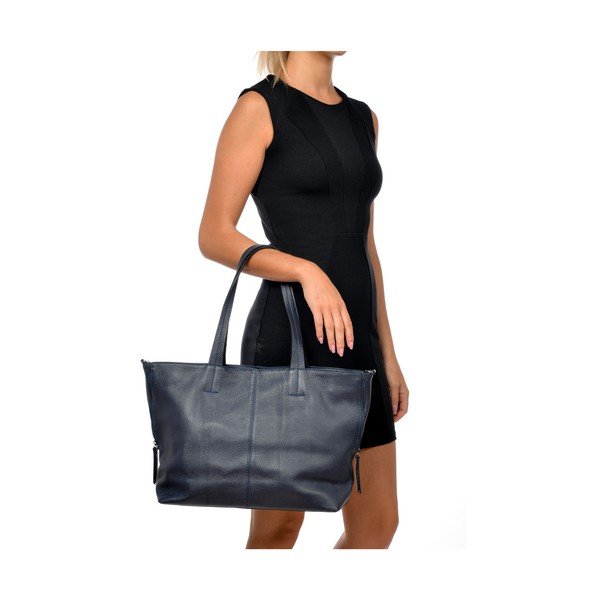 Geantă Tote din piele Roberta M Ambra, albastru-image-2