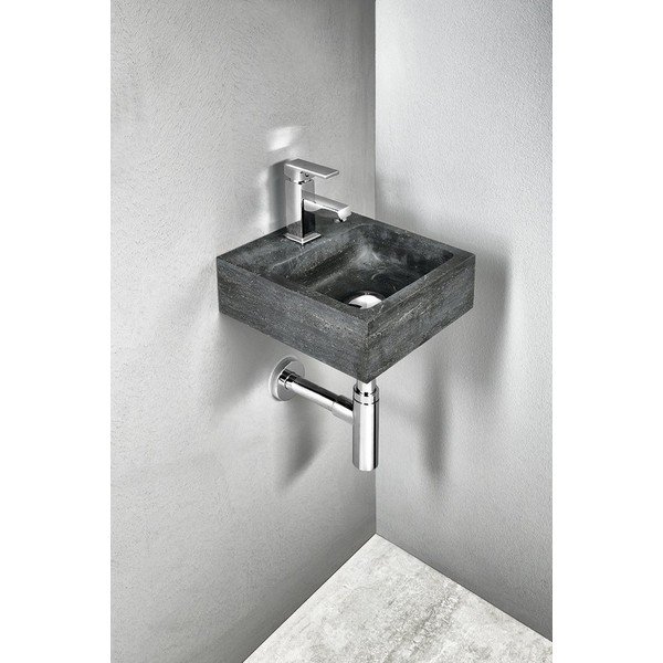 Chiuvetă mică pentru WC neagră din piatră 30x30 cm Blok – Sapho-image-1
