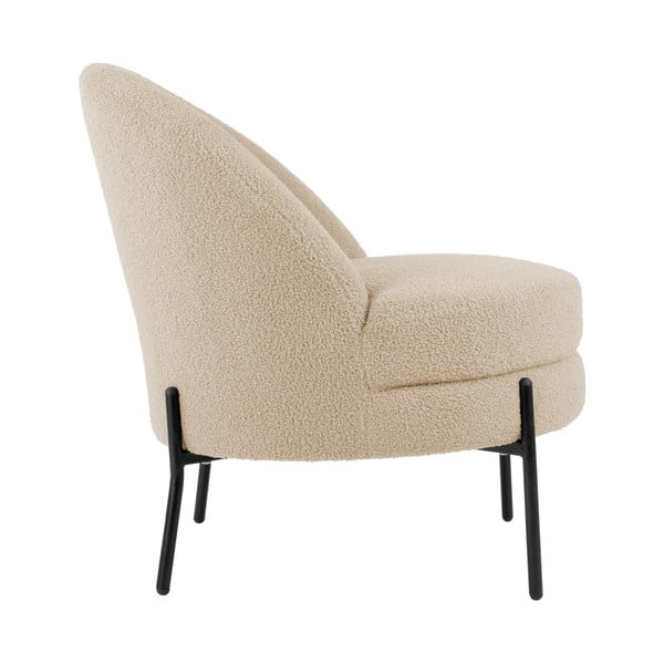 Fotoliu bej cu tapițerie din țesătură bouclé Noble – Leitmotiv-image-3