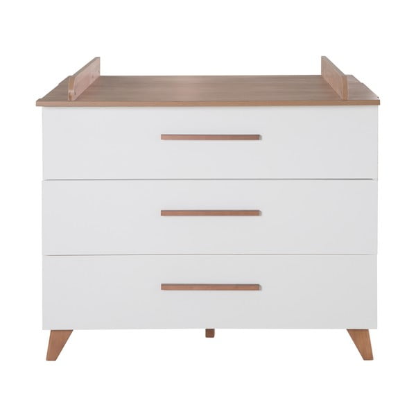 Comodă de copii albă/în culoare naturală joasă cu aspect de lemn de stejar cu masă de schimbat 110x98 cm – Roba-image-2